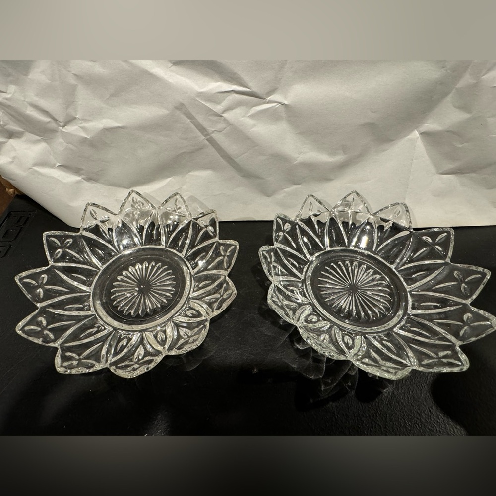 Vintage FEDERAL GLASS 1950’s Clear Glass Flower Petal Pattern Dish Bowl 12 Point